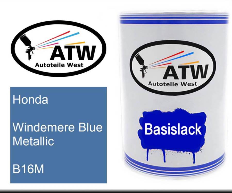 Honda, Windemere Blue Metallic, B16M: 500ml Lackdose, von ATW Autoteile West.